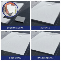 VILSTEIN Duschwanne, Antirutsch, flach, Steinoptik, inkl. Si