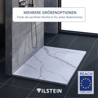 VILSTEIN Duschwanne 90x90 cm Marmor – Flache Duschtass